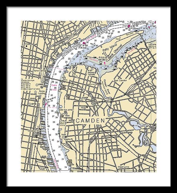 Camden-new Jersey Nautical Chart - Framed Print