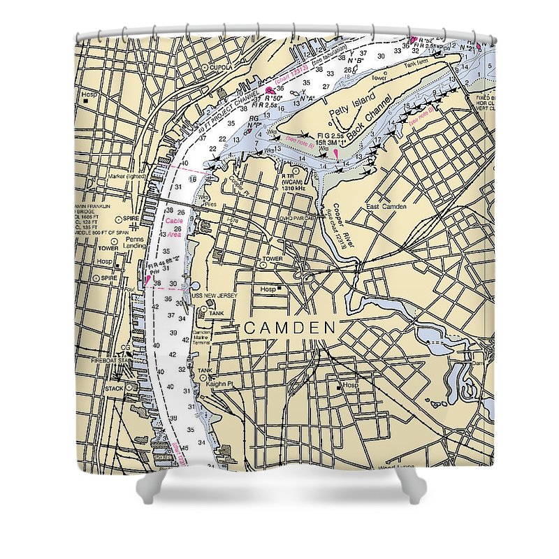 Camden New Jersey Nautical Chart Shower Curtain