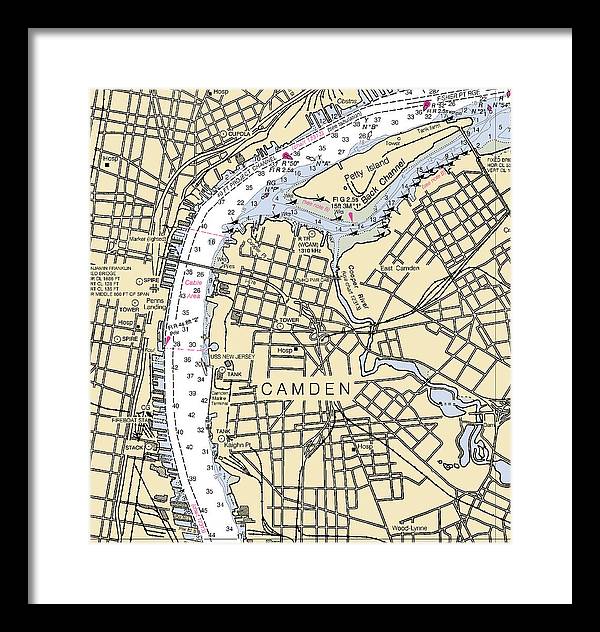 Camden-new Jersey Nautical Chart - Framed Print