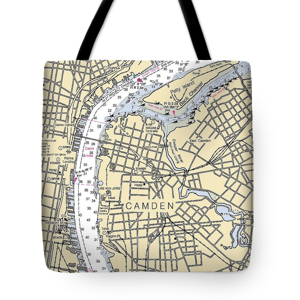 Camden-new Jersey Nautical Chart - Tote Bag