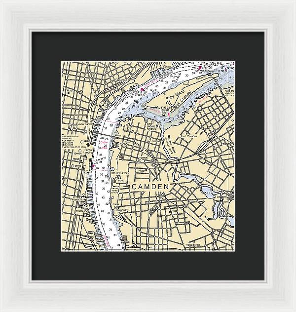 Camden-new Jersey Nautical Chart - Framed Print