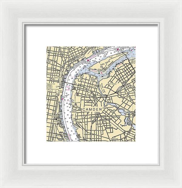 Camden-new Jersey Nautical Chart - Framed Print