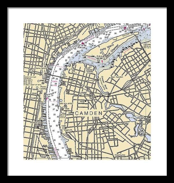 Camden-new Jersey Nautical Chart - Framed Print