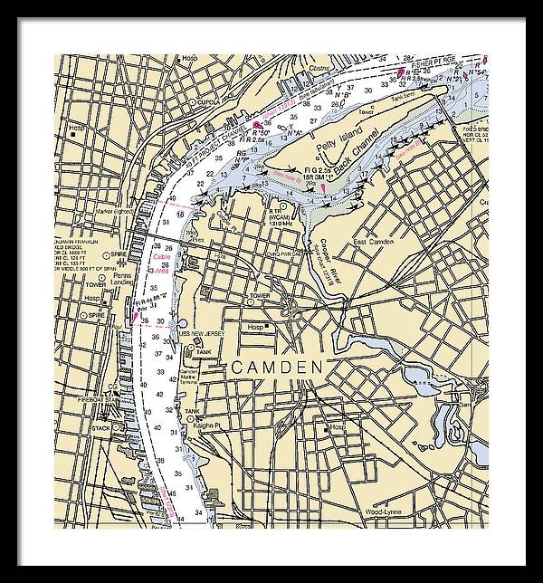 Camden-new Jersey Nautical Chart - Framed Print