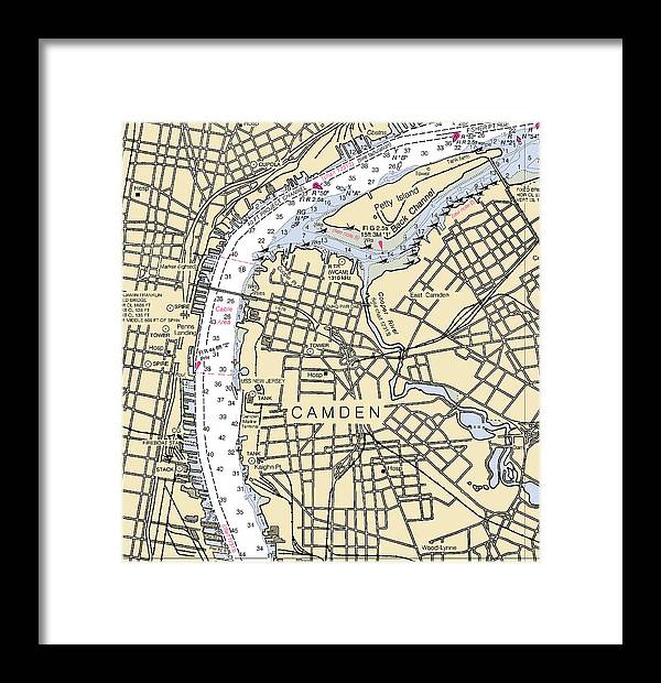 Camden-new Jersey Nautical Chart - Framed Print