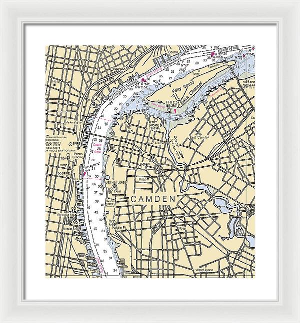 Camden-new Jersey Nautical Chart - Framed Print