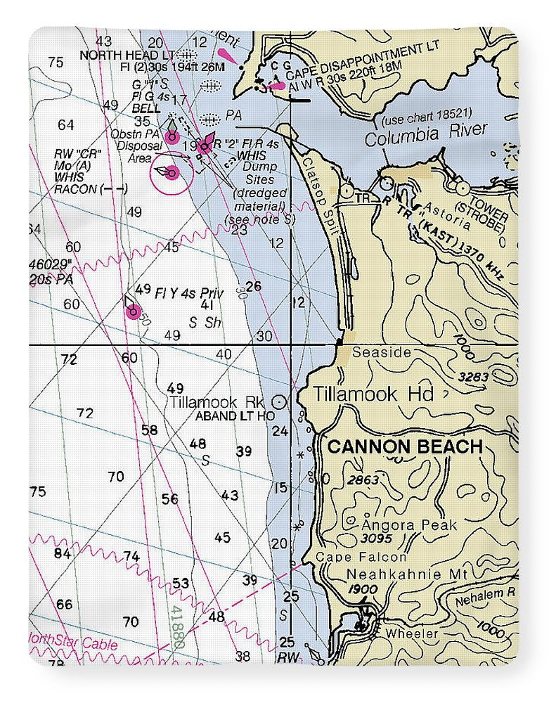Cannon Beach Oregon Nautical Chart - Blanket