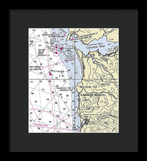 Cannon Beach Oregon Nautical Chart - Framed Print
