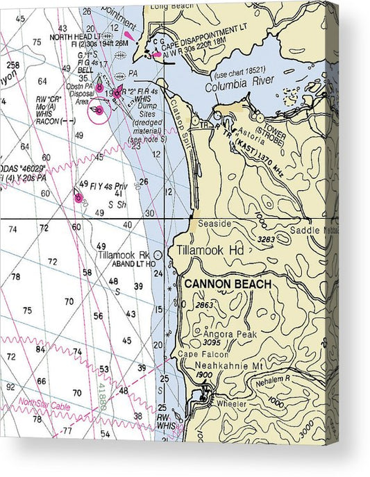 Cannon Beach Oregon Nautical Chart  Acrylic Print