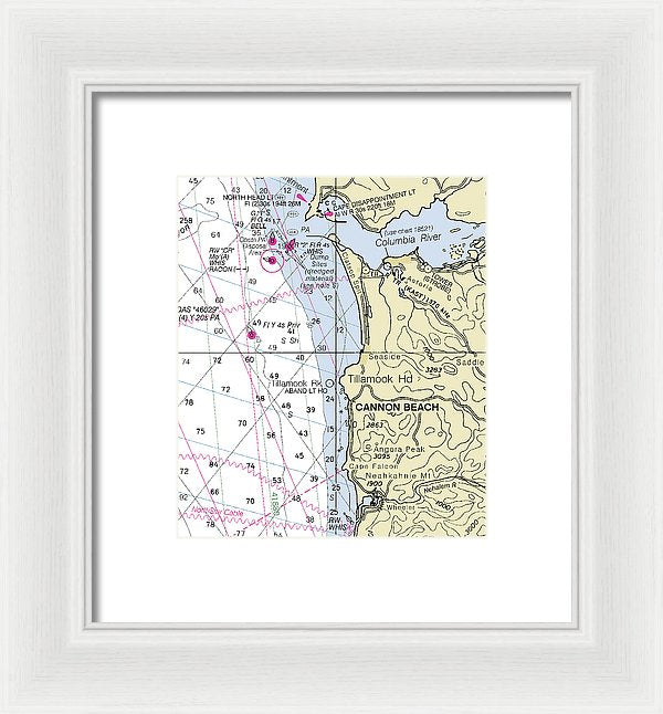 Cannon Beach Oregon Nautical Chart - Framed Print
