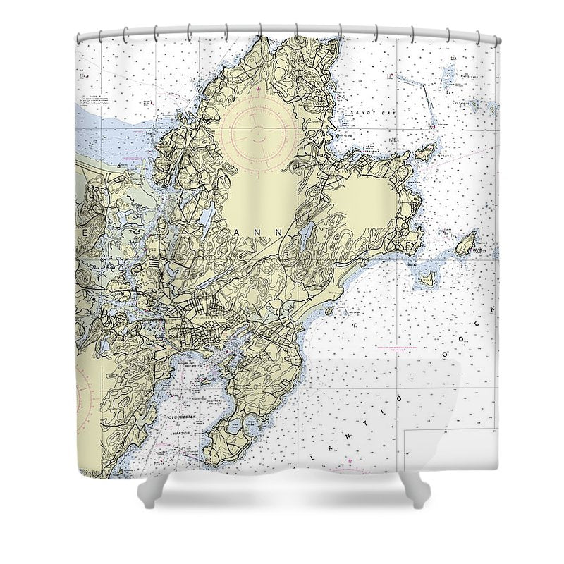 Cape Ann Massachusetts Nautical Chart Shower Curtain