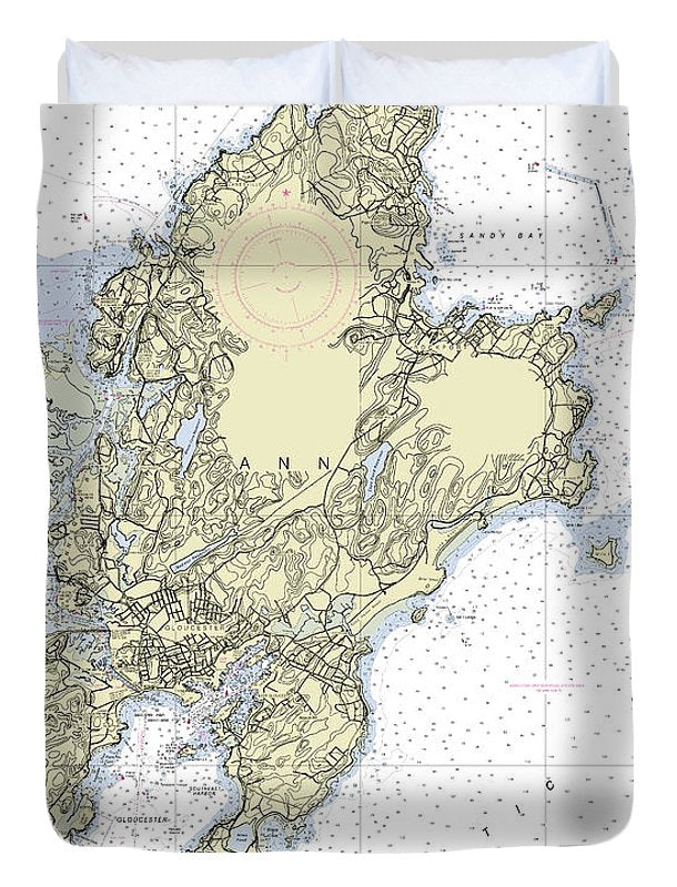 Cape Ann Massachusetts Nautical Chart - Duvet Cover