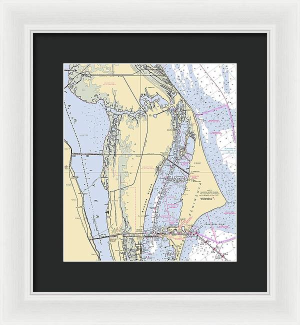 Cape Canaveral  -florida Nautical Chart _v1 - Framed Print