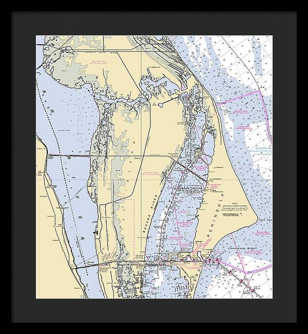 Cape Canaveral  -florida Nautical Chart _v1 - Framed Print