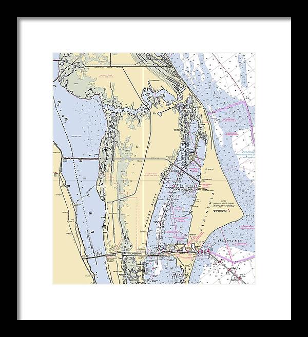 Cape Canaveral  -florida Nautical Chart _v1 - Framed Print