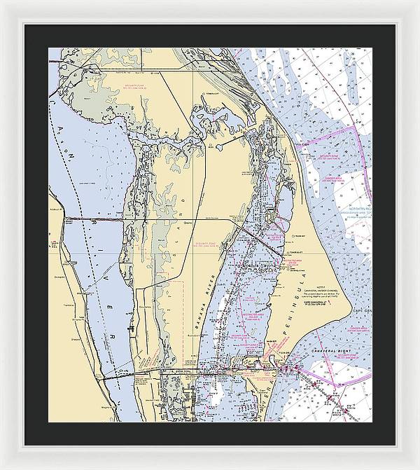 Cape Canaveral  -florida Nautical Chart _v1 - Framed Print