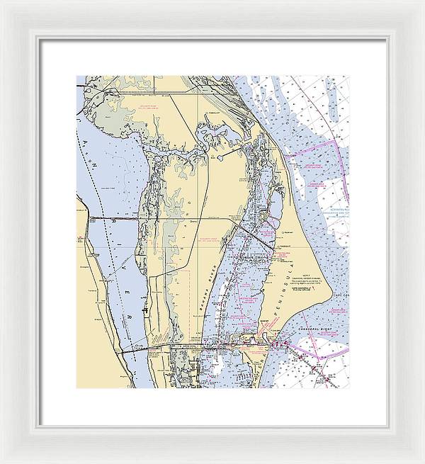 Cape Canaveral  -florida Nautical Chart _v1 - Framed Print