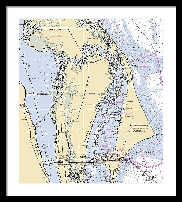 Cape Canaveral  -florida Nautical Chart _v1 - Framed Print