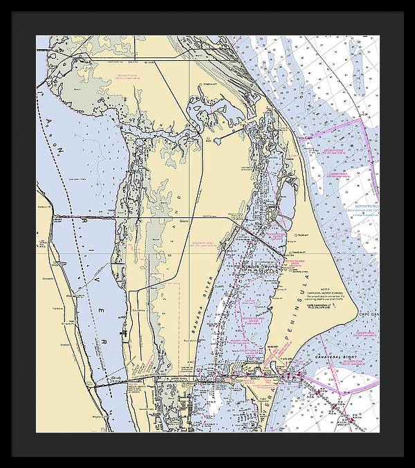 Cape Canaveral  -florida Nautical Chart _v1 - Framed Print