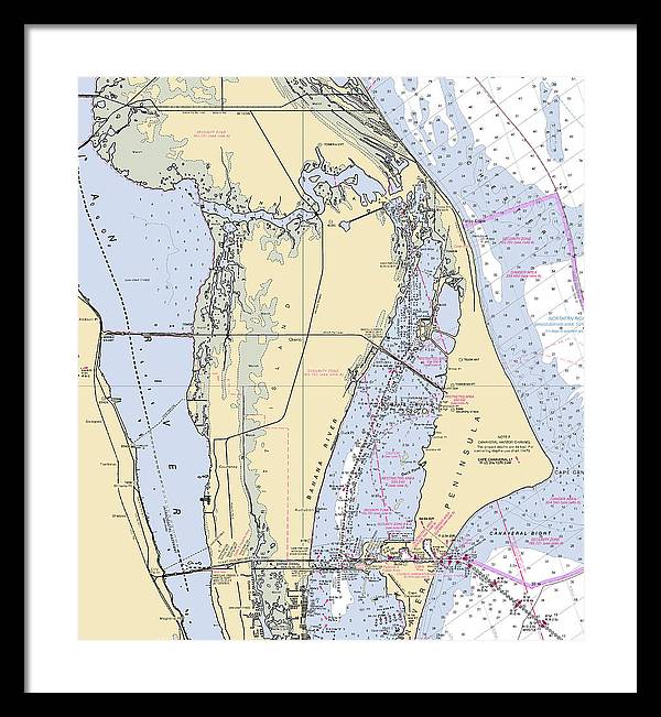 Cape Canaveral  -florida Nautical Chart _v1 - Framed Print