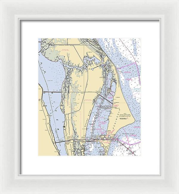 Cape Canaveral  -florida Nautical Chart _v1 - Framed Print