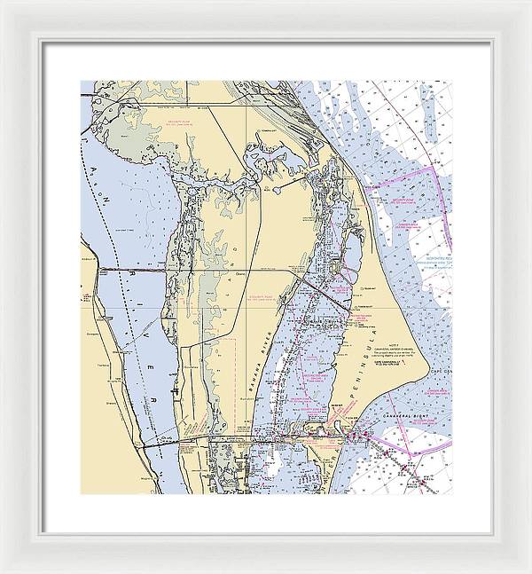 Cape Canaveral  -florida Nautical Chart _v1 - Framed Print