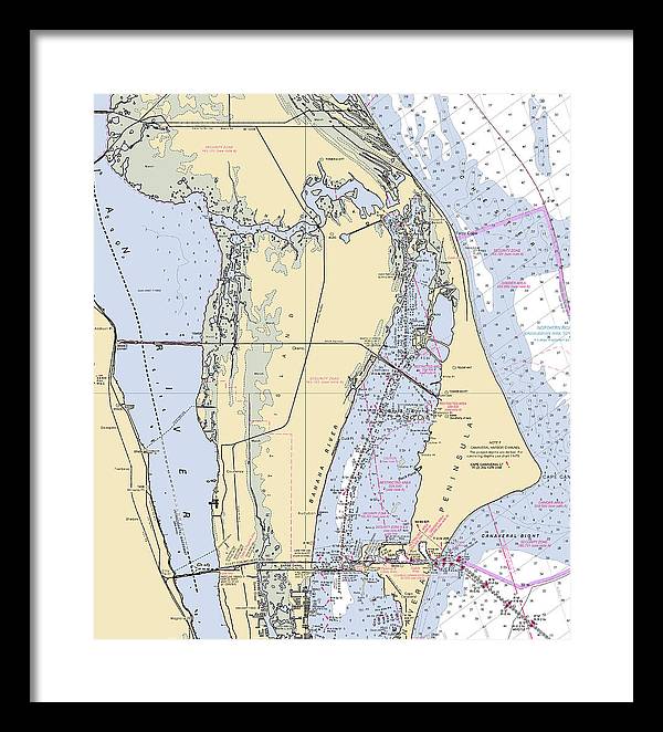 Cape Canaveral  -florida Nautical Chart _v1 - Framed Print