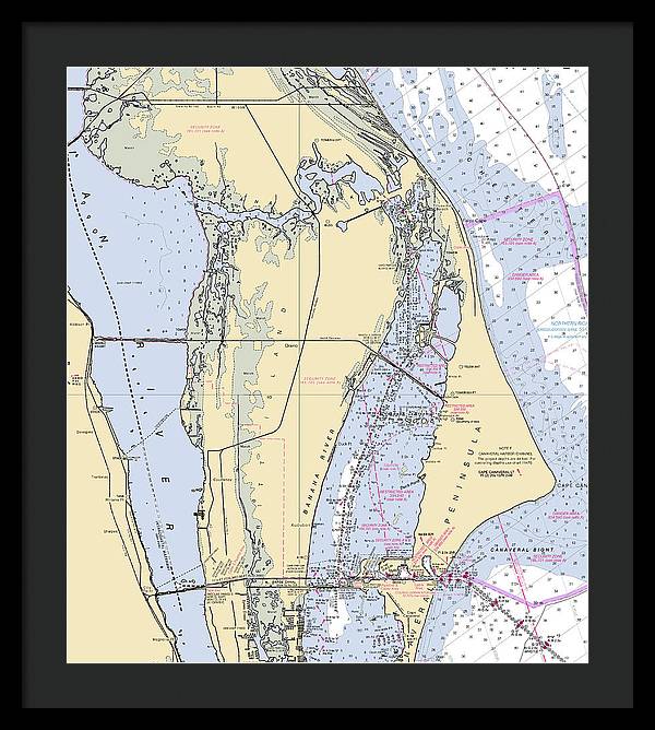 Cape Canaveral  -florida Nautical Chart _v1 - Framed Print