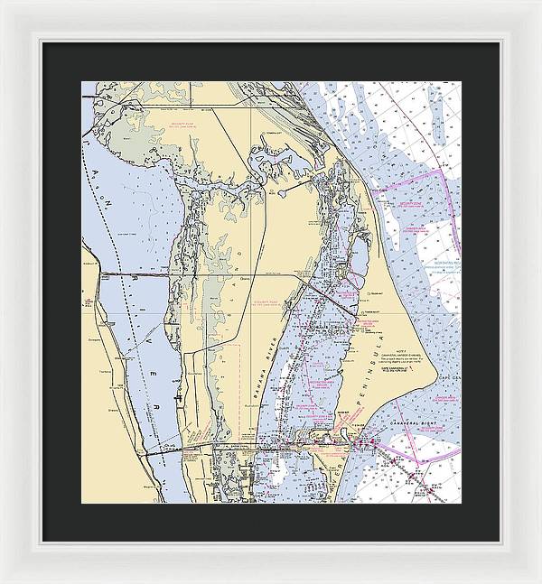 Cape Canaveral  -florida Nautical Chart _v1 - Framed Print