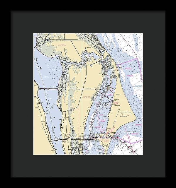 Cape Canaveral  -florida Nautical Chart _v1 - Framed Print