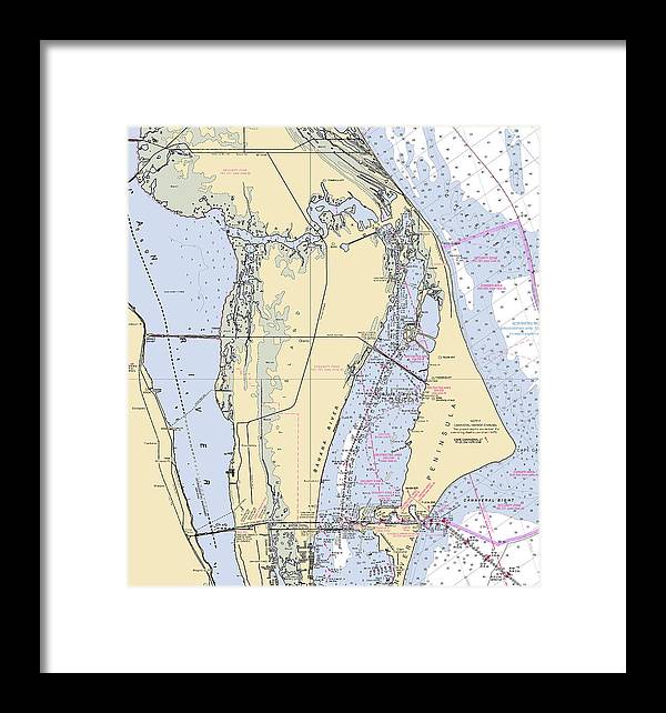 Cape Canaveral  -florida Nautical Chart _v1 - Framed Print