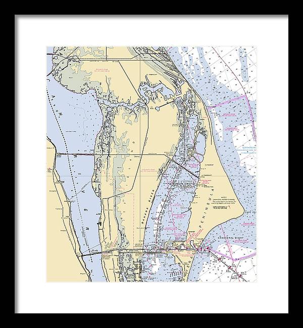 Cape Canaveral  -florida Nautical Chart _v1 - Framed Print