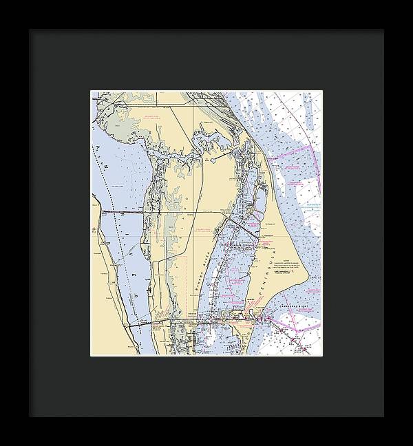 Cape Canaveral  -florida Nautical Chart _v1 - Framed Print