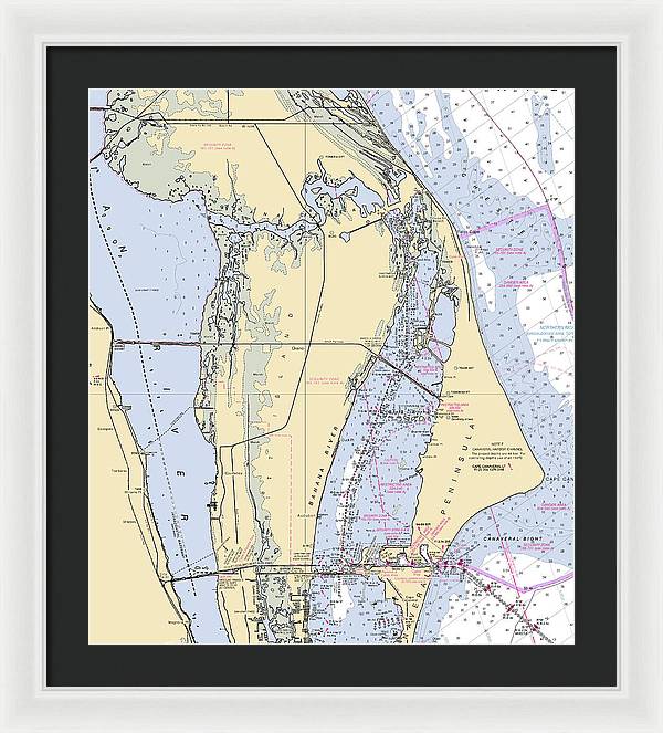 Cape Canaveral  -florida Nautical Chart _v1 - Framed Print