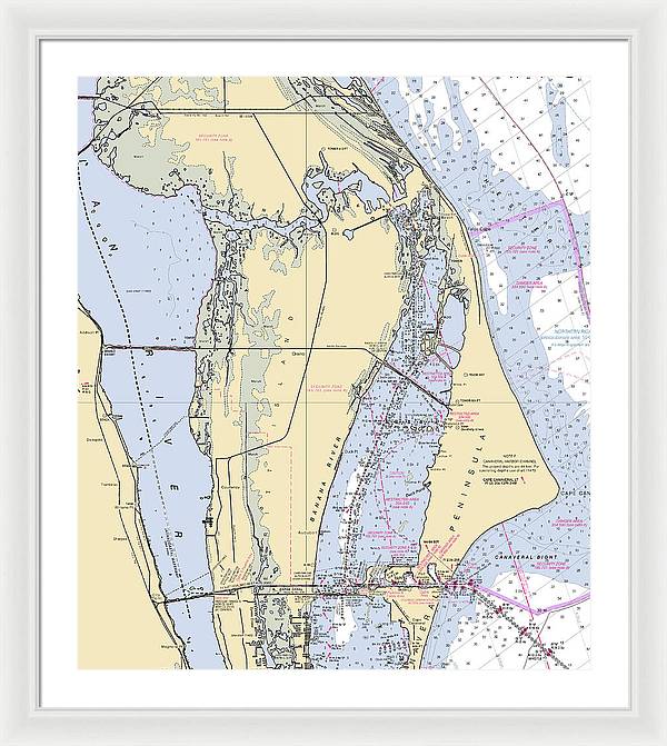 Cape Canaveral  -florida Nautical Chart _v1 - Framed Print