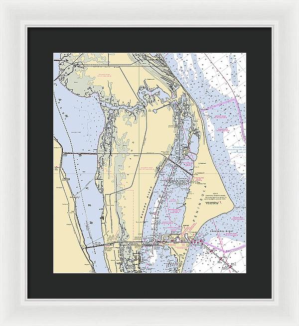 Cape Canaveral  -florida Nautical Chart _v1 - Framed Print