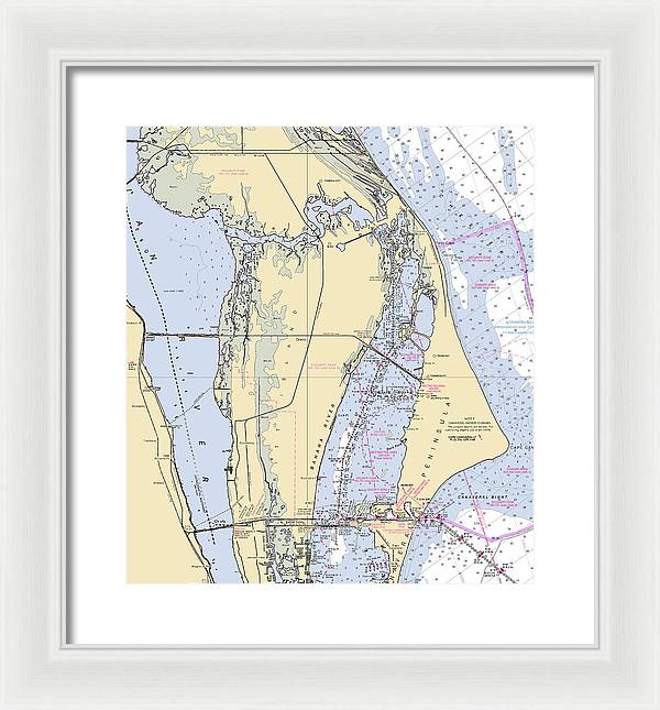 Cape Canaveral  -florida Nautical Chart _v1 - Framed Print