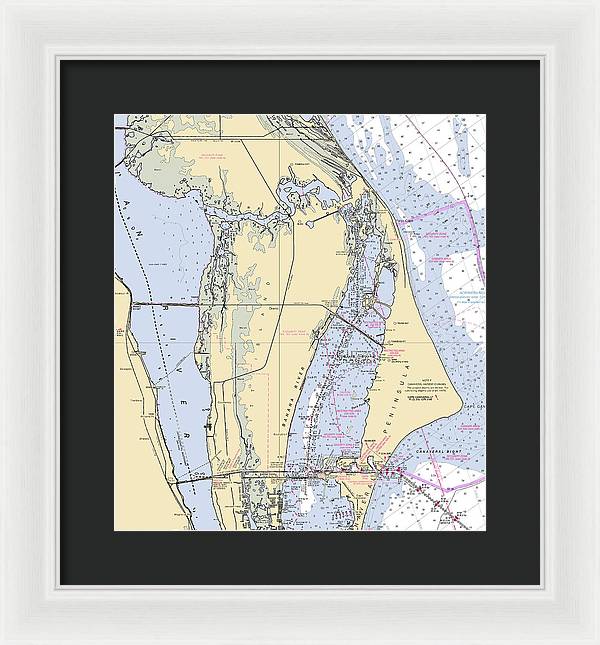 Cape Canaveral  -florida Nautical Chart _v1 - Framed Print