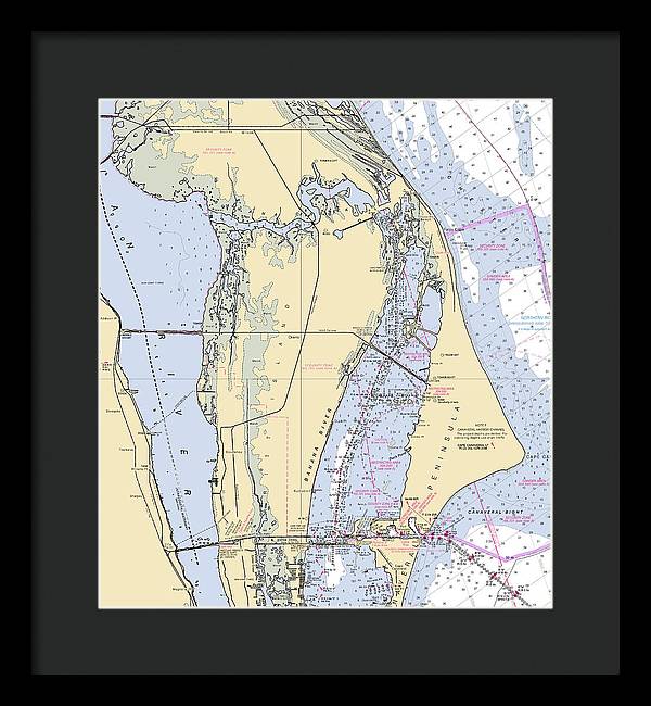 Cape Canaveral  -florida Nautical Chart _v1 - Framed Print