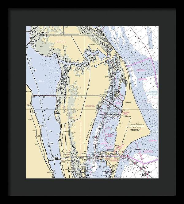 Cape Canaveral  -florida Nautical Chart _v1 - Framed Print