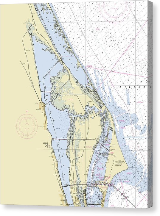Cape Canaveral North Florida Nautical Chart Canvas Print