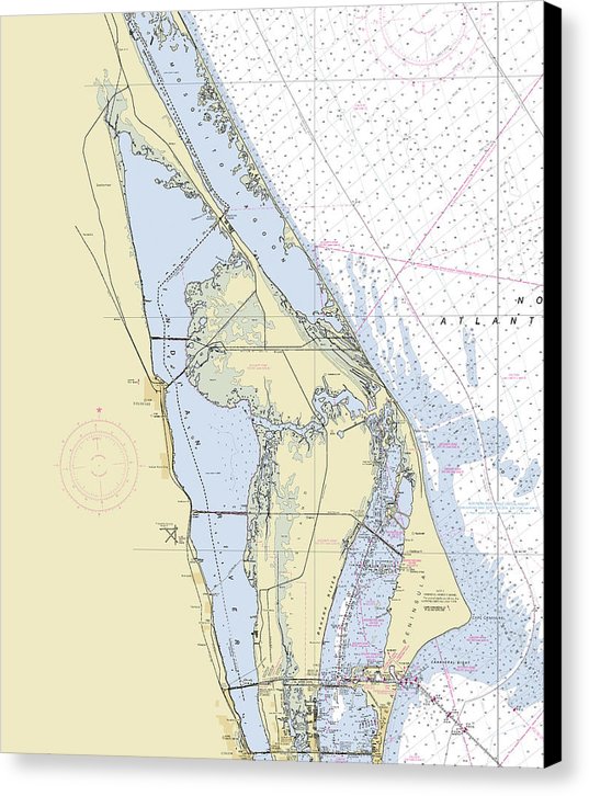 Cape Canaveral North Florida Nautical Chart - Canvas Print