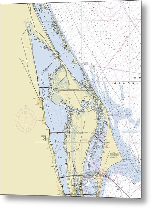 A beuatiful Metal Print of the Cape Canaveral North Florida Nautical Chart - Metal Print by SeaKoast.  100% Guarenteed!