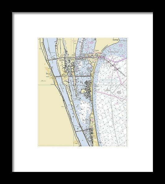 Cape Canaveral South Florida Nautical Chart - Framed Print