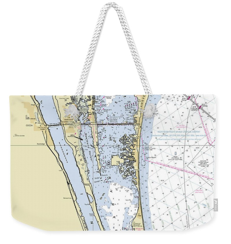 Cape Canaveral South Florida Nautical Chart - Weekender Tote Bag