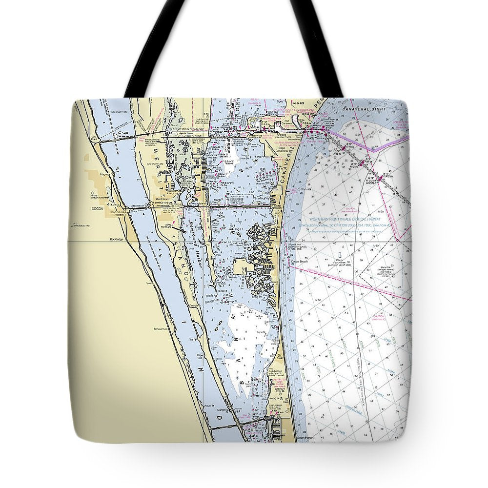 Cape Canaveral South Florida Nautical Chart - Tote Bag