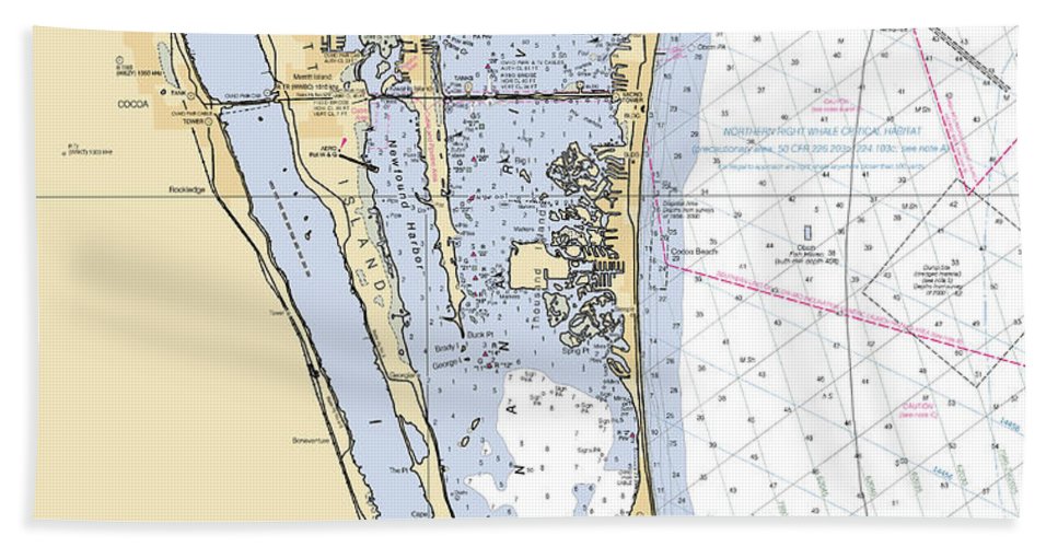 Cape Canaveral South  Florida Nautical Chart _V6 Bath Towel