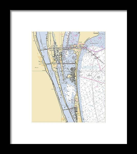 A beuatiful Framed Print of the Cape-Canaveral-South -Florida Nautical Chart _V6 by SeaKoast