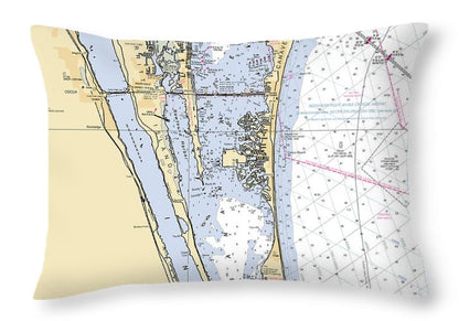 Cape-canaveral-south -florida Nautical Chart _v6 - Throw Pillow