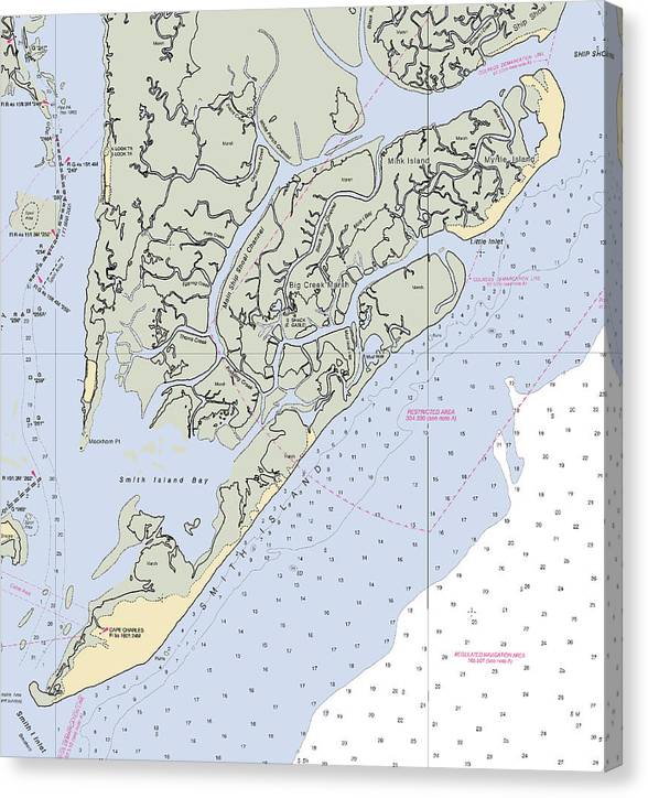 Cape Charles-Virginia Nautical Chart Canvas Print
